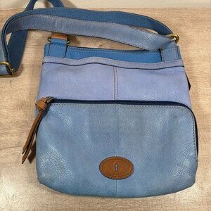 Leather Crossbody Bag in Two-Tone Blue - Fossil
